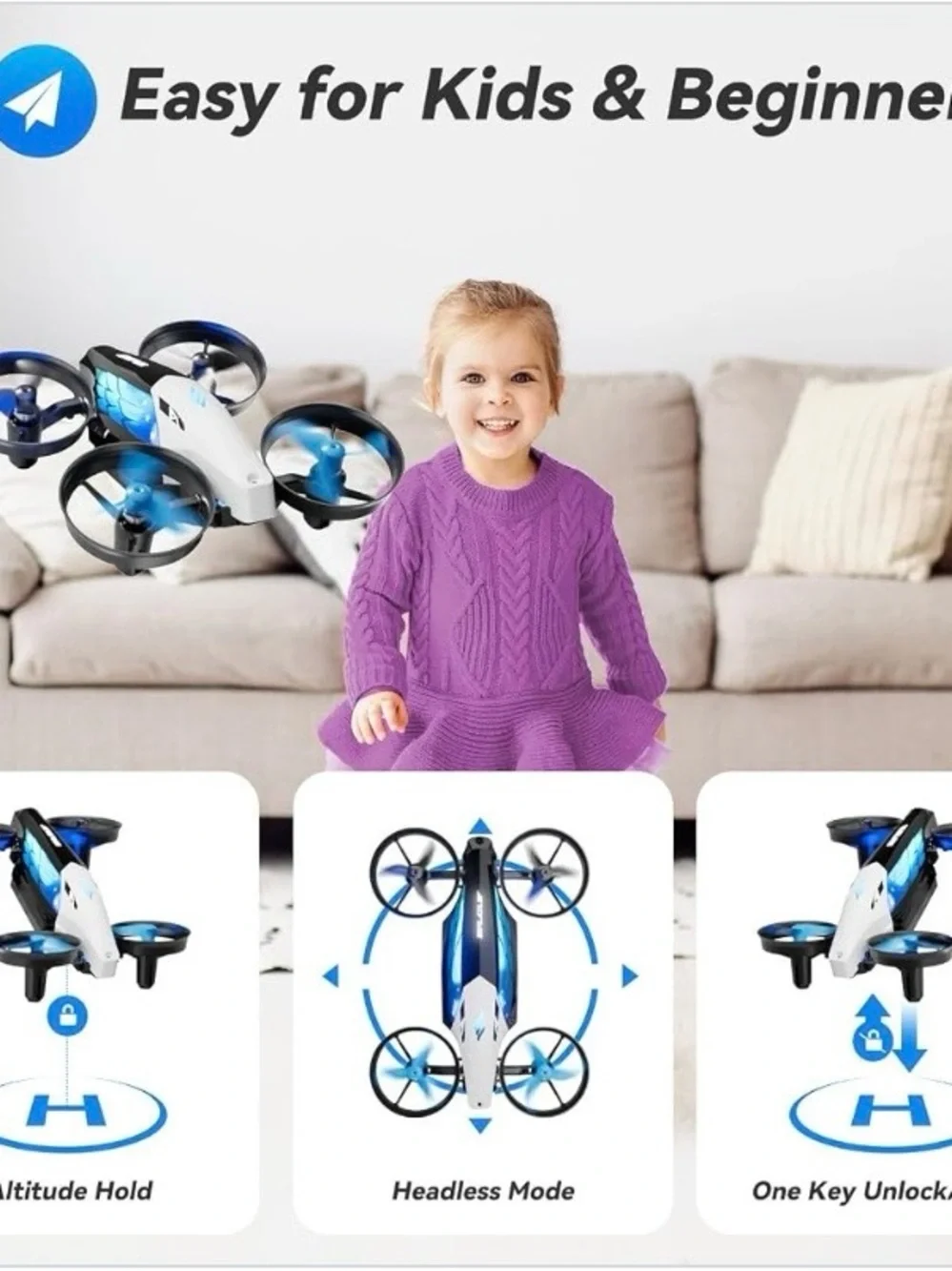 NEW - 2-in-1 Drones for Kids 8-12 with 7+2 Light Modes, 5 Flying Postures, Mini